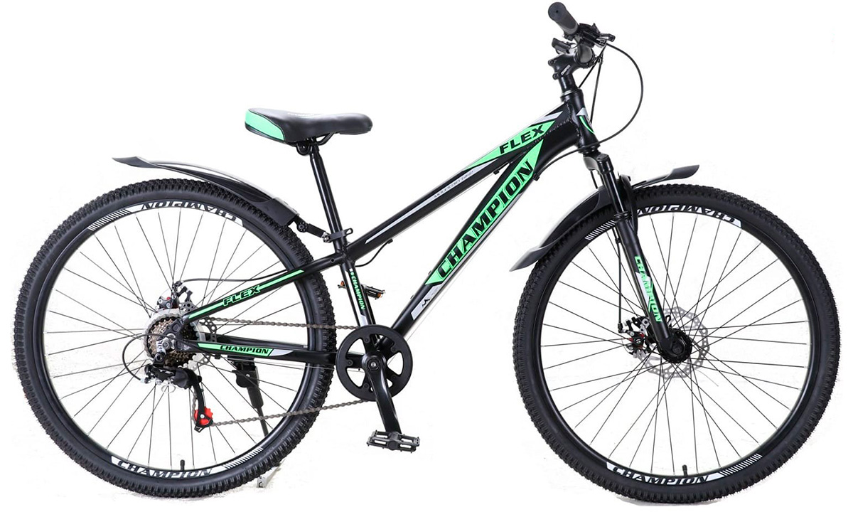 Фотографія Велосипед Champion Flex SUSP 26" 2021, розмір XXS, чорно-зелений